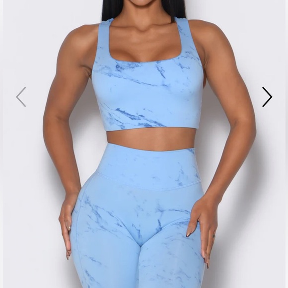 Bombshell Sportswear Pants - Bombshell Sportswear Blue SET Leggings: SMALL & Reversible Sports Bra: MEDIUM